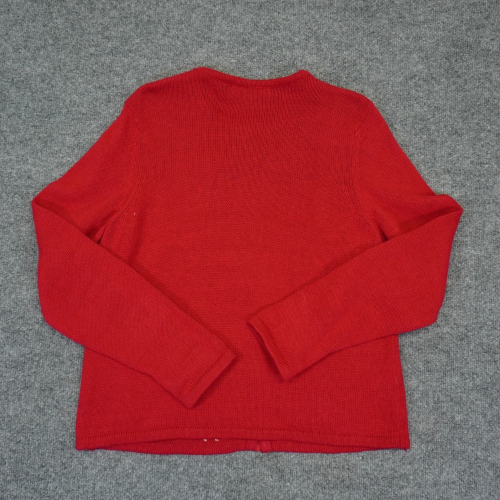 Vintage Reindeer Sequin Ugly Christmas Sweater Jingle Bell Cardigan Women M Red - Picture 5 of 9